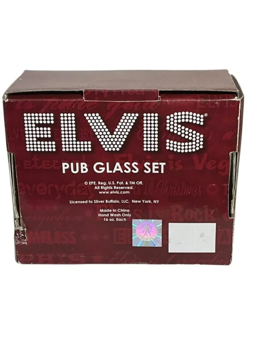 ELVIS Presley Pub Pint Glass Set Vintage Collectible 16 Oz Set of 2 Boxed